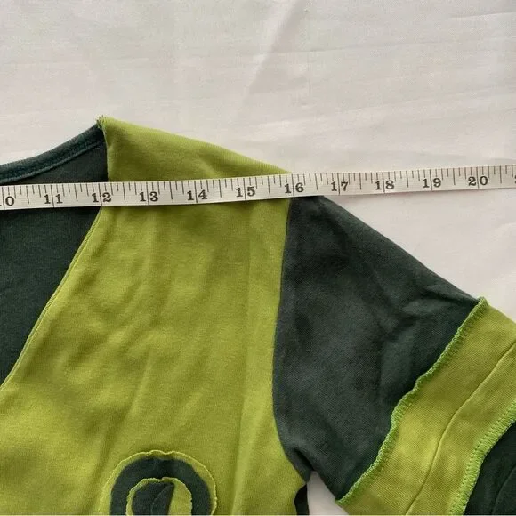 Y2K Original Design Patchwork Green Appliqué Top Size Small - Picture 10 of 12